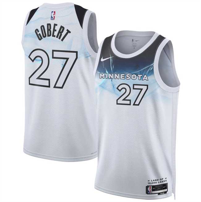 Men%27s Minnesota Timberwolves #27 Rudy Gobert White 2024-25 City Edition Stitched Jersey Dzhi